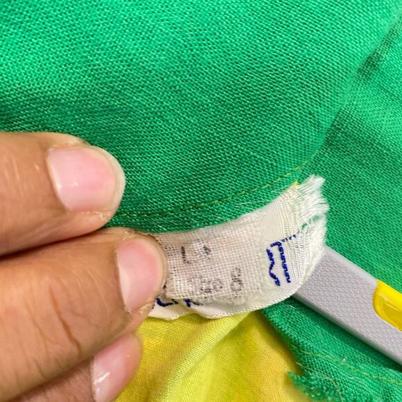 Union Made Psychedelic Neon Green Multicolor 70's Dress Medium - Picture 6 of 10